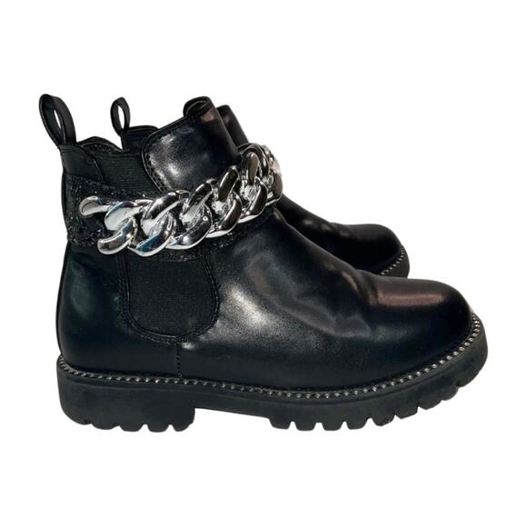 VINCE CAMUTO Black with Silver Hardware Ankle Moto Boots Size 1.5 - Picture 1 of 5